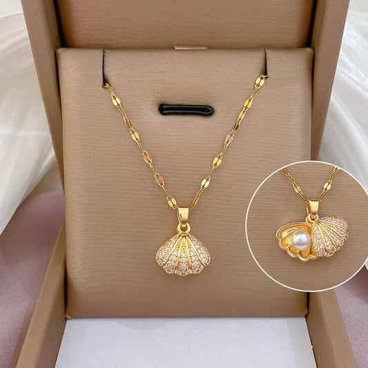 Collier perles de coquillage & strass