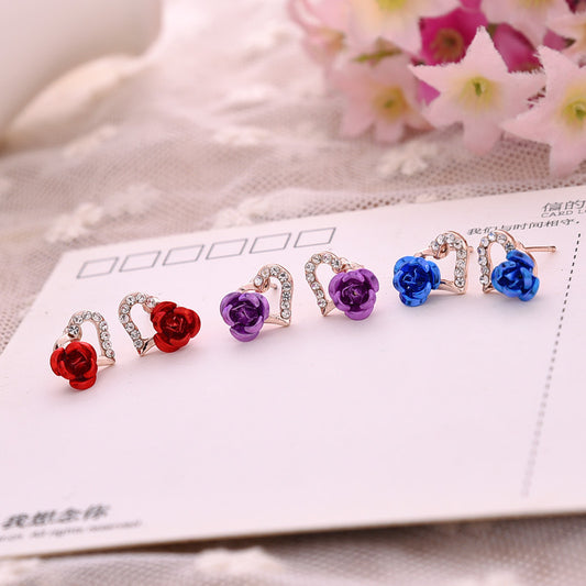 Boucles d’Oreilles Cœur & Rose